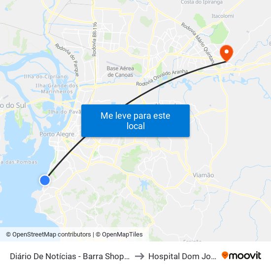 Diário De Notícias - Barra Shopping / Catamarã to Hospital Dom João Becker map