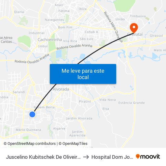 Juscelino Kubitschek De Oliveira - Praça México to Hospital Dom João Becker map