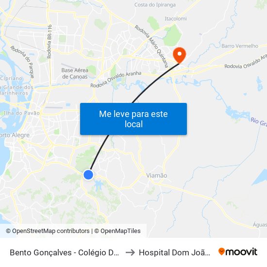 Bento Gonçalves - Colégio De Aplicação to Hospital Dom João Becker map