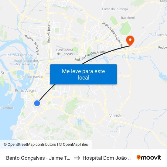Bento Gonçalves - Jaime Telles Cb to Hospital Dom João Becker map