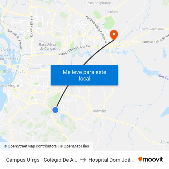 Campus Ufrgs - Colégio De Aplicação Bc to Hospital Dom João Becker map
