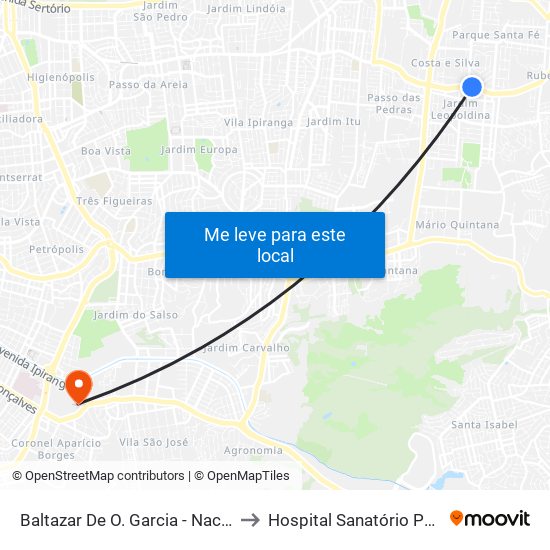 Baltazar De O. Garcia - Nacional Cb to Hospital Sanatório Partenon map