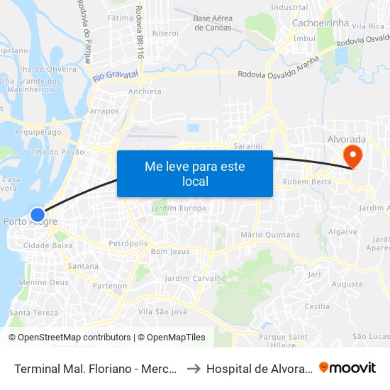 Terminal Mal. Floriano - Mercado to Hospital de Alvorada map