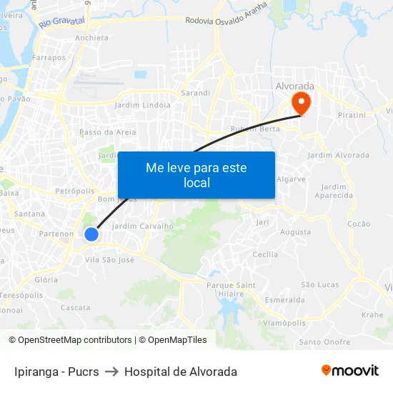 Ipiranga - Pucrs to Hospital de Alvorada map