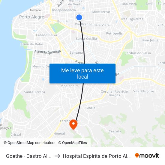 Goethe - Castro Alves to Hospital Espírita de Porto Alegre map