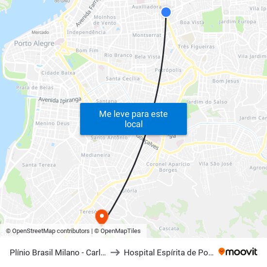 Plínio Brasil Milano - Carlos Gomes to Hospital Espírita de Porto Alegre map