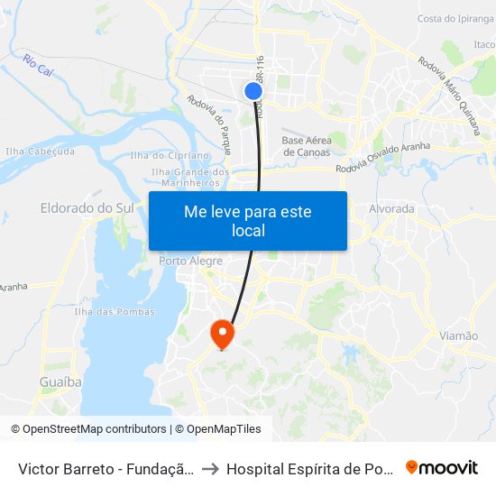 Victor Barreto - Fundação Cultural to Hospital Espírita de Porto Alegre map