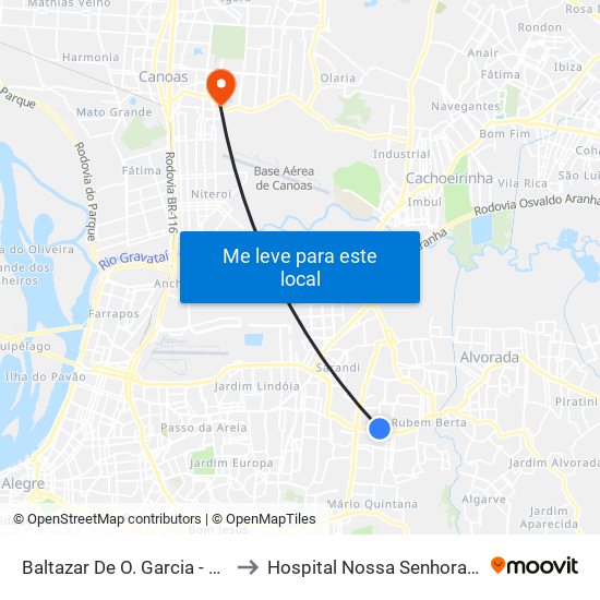 Baltazar De O. Garcia - Nacional Cb to Hospital Nossa Senhora das Graças map