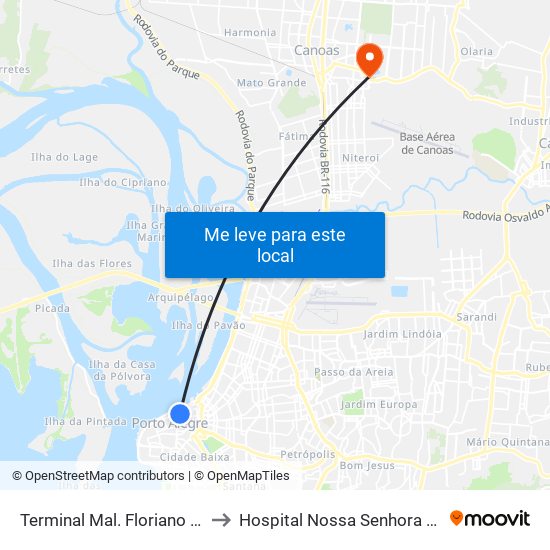 Terminal Mal. Floriano - Mercado to Hospital Nossa Senhora das Graças map