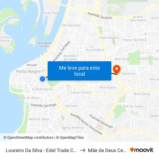 Loureiro Da Silva - Edel Trade Center to Mãe de Deus Center map