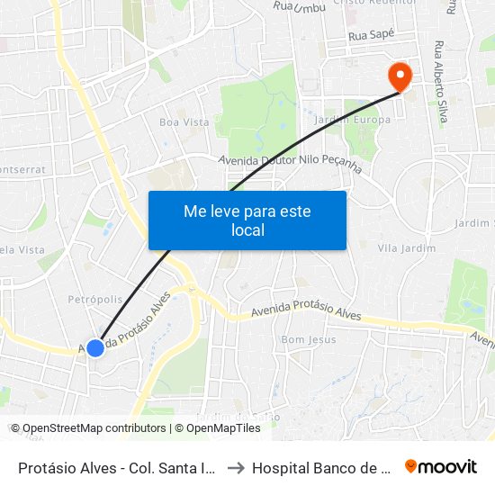 Protásio Alves - Col. Santa Inês Cb to Hospital Banco de Olhos map