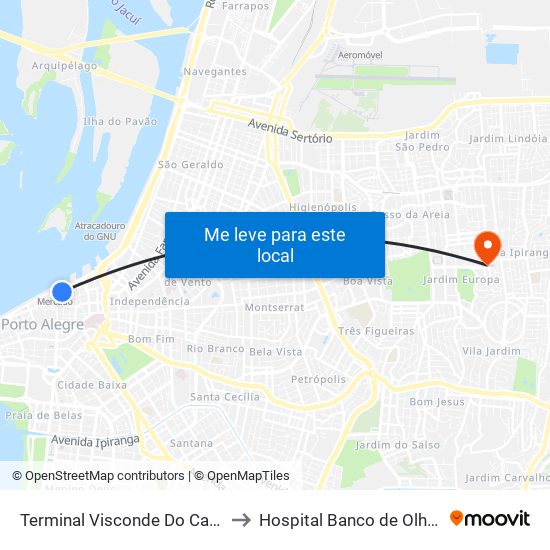 Terminal Visconde Do Cairú to Hospital Banco de Olhos map
