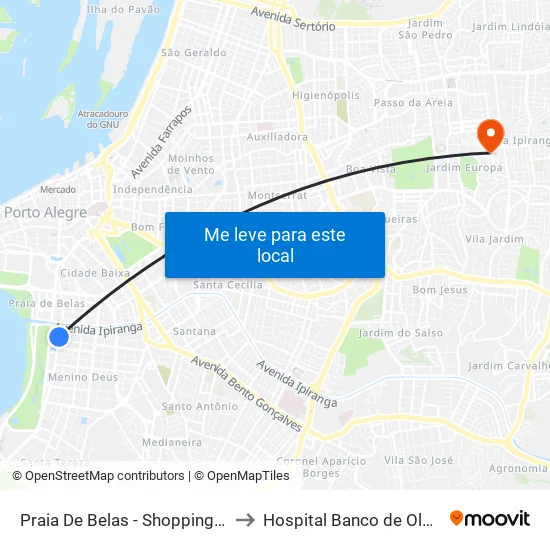 Praia De Belas - Shopping Bc to Hospital Banco de Olhos map