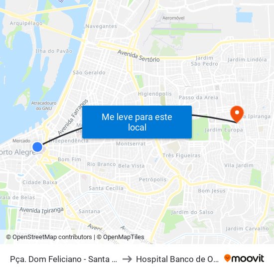 Pça. Dom Feliciano - Santa Casa to Hospital Banco de Olhos map