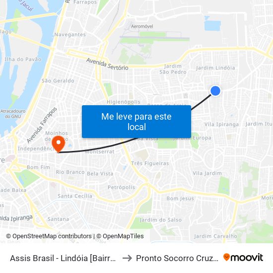 Assis Brasil - Lindóia [Bairro - Bc] to Pronto Socorro Cruz Azul map