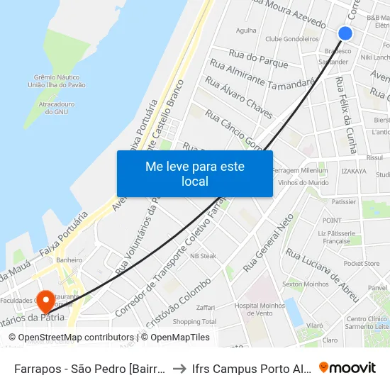 Farrapos - São Pedro [Bairro - C] to Ifrs Campus Porto Alegre map