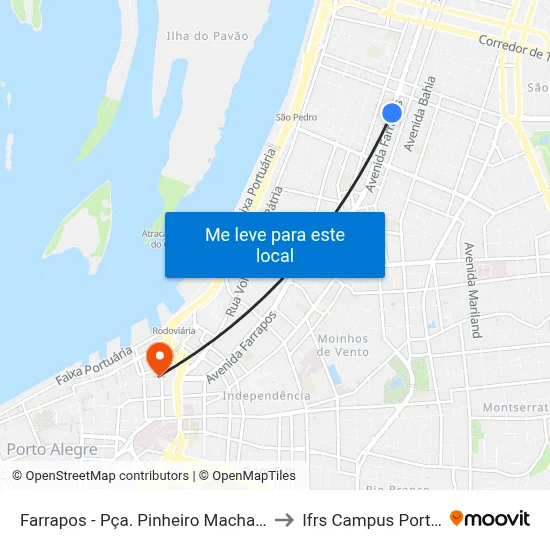 Farrapos - Pça. Pinheiro Machado [Bairro - C] to Ifrs Campus Porto Alegre map