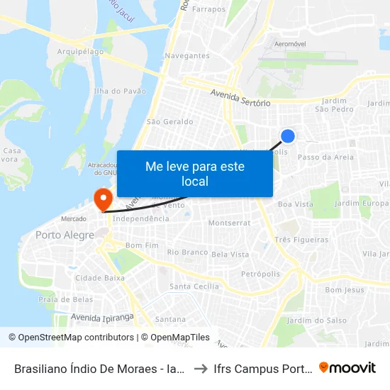 Brasiliano Índio De Moraes - Iapi [Bairro - Bc] to Ifrs Campus Porto Alegre map