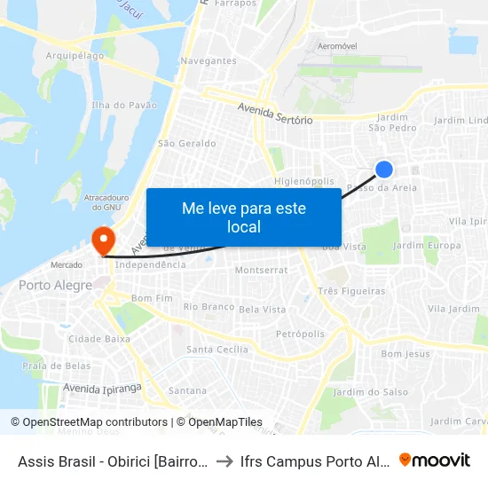Assis Brasil - Obirici [Bairro - Bc] to Ifrs Campus Porto Alegre map