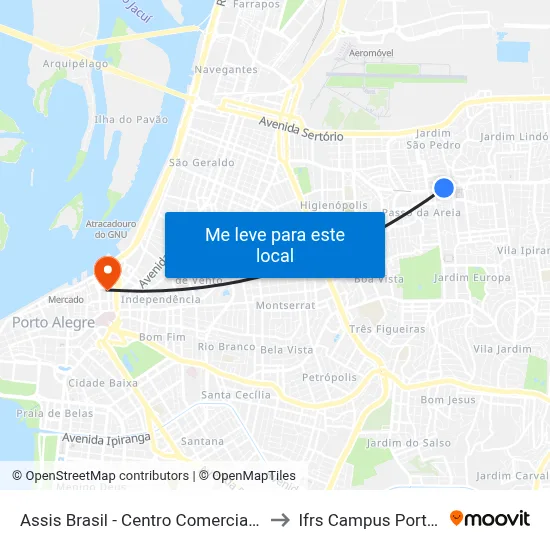Assis Brasil - Centro Comercial [Bairro - Bc] to Ifrs Campus Porto Alegre map