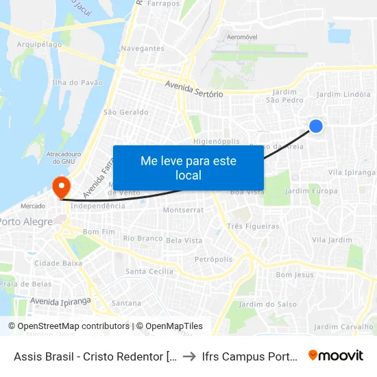 Assis Brasil - Cristo Redentor [Bairro - Bc] to Ifrs Campus Porto Alegre map