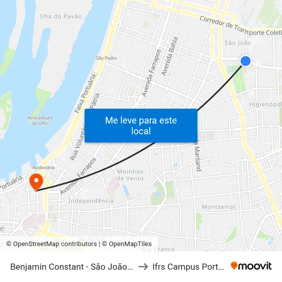 Benjamin Constant - São João [Bairro - Bc] to Ifrs Campus Porto Alegre map