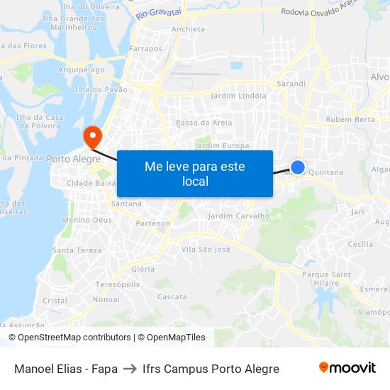 Manoel Elias - Fapa to Ifrs Campus Porto Alegre map