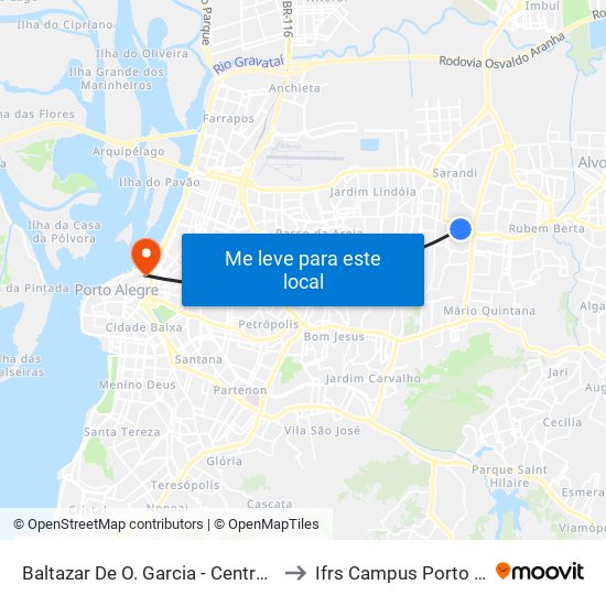 Baltazar De O. Garcia - Centro Vida Cb to Ifrs Campus Porto Alegre map
