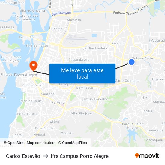 Carlos Estevão to Ifrs Campus Porto Alegre map