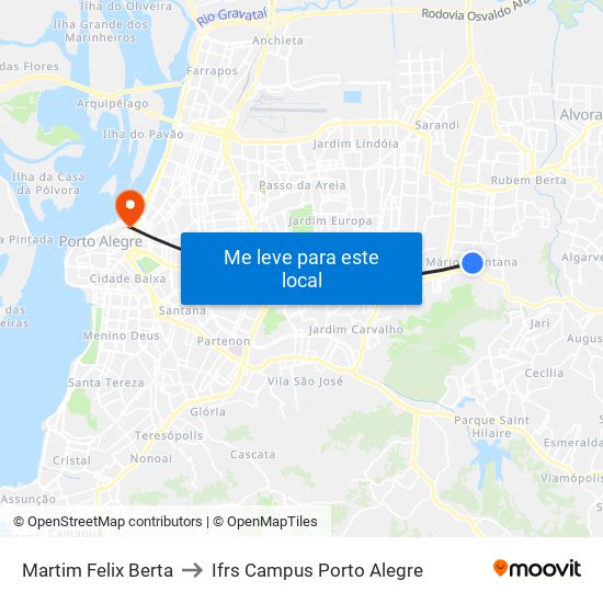 Martim Felix Berta to Ifrs Campus Porto Alegre map
