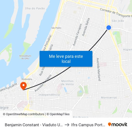 Benjamin Constant - Viaduto Utzig [Centro] to Ifrs Campus Porto Alegre map