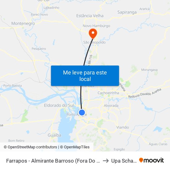 Farrapos - Almirante Barroso (Fora Do Corredor) to Upa Scharlau map