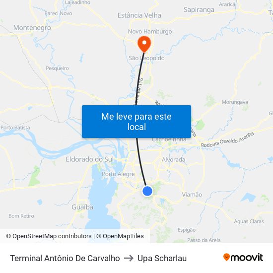 Terminal Antônio De Carvalho to Upa Scharlau map