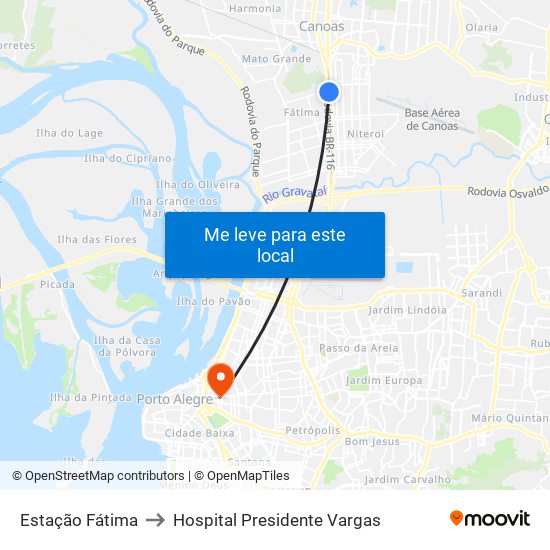 Estação Fátima to Hospital Presidente Vargas map