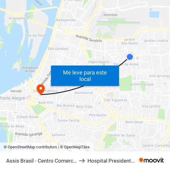 Assis Brasil - Centro Comercial [Centro] to Hospital Presidente Vargas map