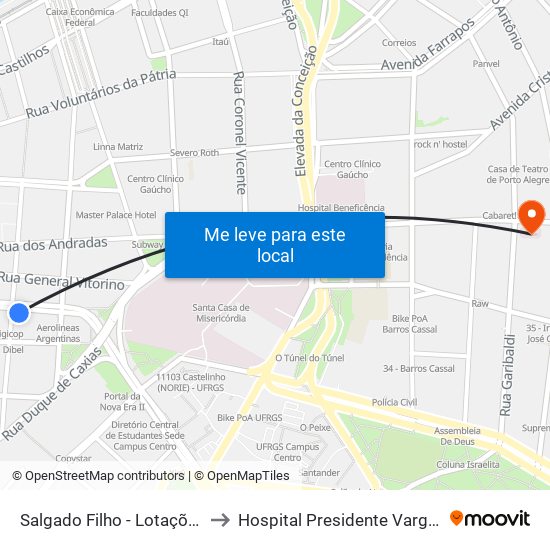 Salgado Filho - Lotações to Hospital Presidente Vargas map