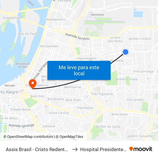 Assis Brasil - Cristo Redentor [Centro] to Hospital Presidente Vargas map