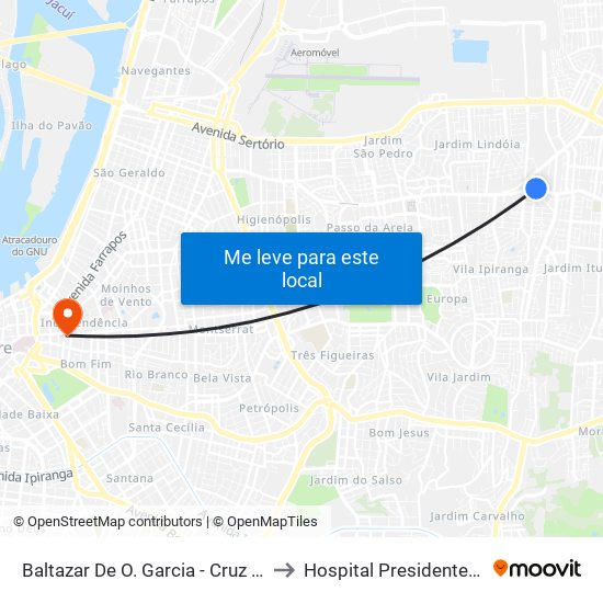 Baltazar De O. Garcia - Cruz Jobim Bc to Hospital Presidente Vargas map