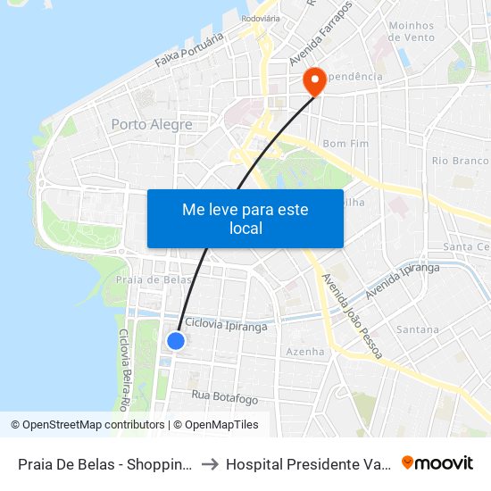 Praia De Belas - Shopping Bc to Hospital Presidente Vargas map