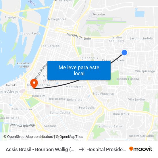 Assis Brasil - Bourbon Wallig (Fora Do Corredor) to Hospital Presidente Vargas map