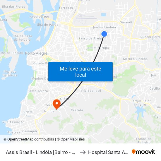 Assis Brasil - Lindóia [Bairro - Bc] to Hospital Santa Ana map