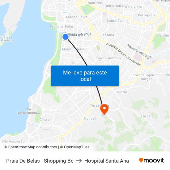 Praia De Belas - Shopping Bc to Hospital Santa Ana map