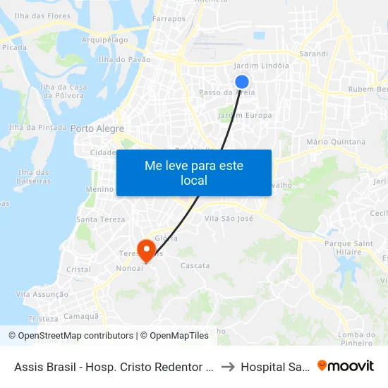 Assis Brasil - Hosp. Cristo Redentor (Fora Do Corredor) to Hospital Santa Ana map
