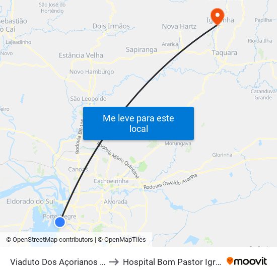 Viaduto Dos Açorianos - Oab to Hospital Bom Pastor Igrejinha map