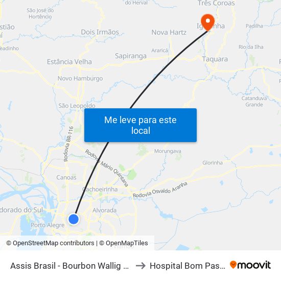 Assis Brasil - Bourbon Wallig (Fora Do Corredor) to Hospital Bom Pastor Igrejinha map