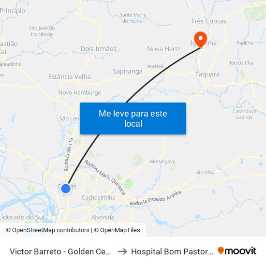 Victor Barreto - Golden Center (Box B) to Hospital Bom Pastor Igrejinha map