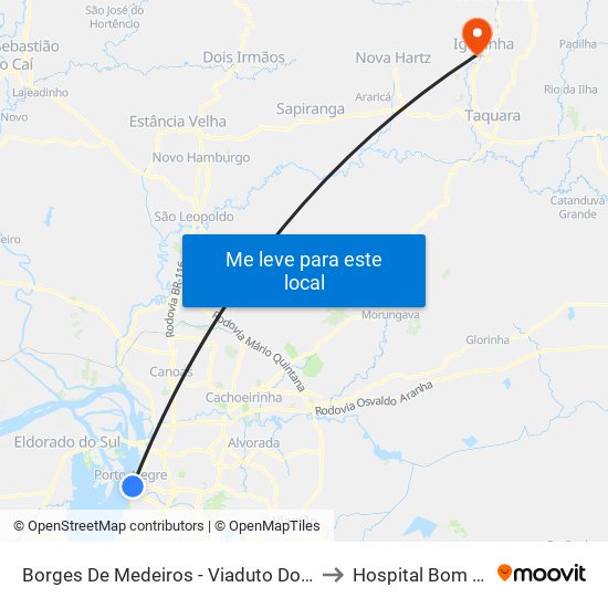Borges De Medeiros - Viaduto Dos Açorianos to Hospital Bom Pastor map