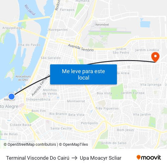 Terminal Visconde Do Cairú to Upa Moacyr Scliar map