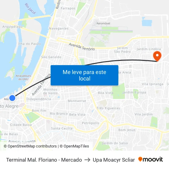 Terminal Mal. Floriano - Mercado to Upa Moacyr Scliar map