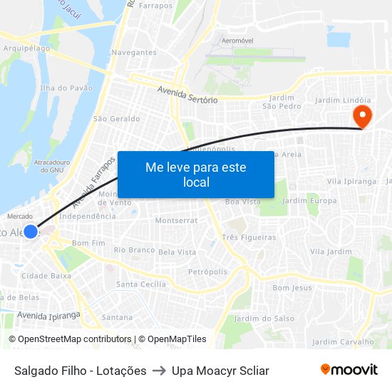 Salgado Filho - Lotações to Upa Moacyr Scliar map